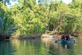 Visitors enter the Subterranean River in Puerto Princessa. The Underground River is one of the New 7 Wonders of Nature.