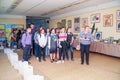 Visitors at the Exhibition of works by students at the College of the city of Chapaevsk