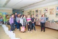 Visitors at the Exhibition of works by students at the College of the city of Chapaevsk