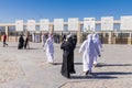 Visitors at Fash Mosque below Mount Uhud Royalty Free Stock Photo