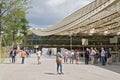 Visitors in front of the forum les halles in paris