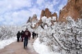Visitors at Garden of the Gods Park in Winter Royalty Free Stock Photo