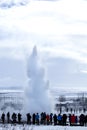 Visitors at the geyser eruption of Strokkur, Iceland