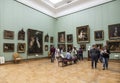 Visitors in the hall of famous Russian artist Karl Bryullov in the Tretyakov gallery, Moscow,