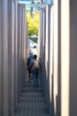 Visitors at the Holocaust Memorial in Berlin Royalty Free Stock Photo