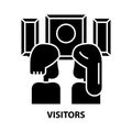 visitors icon, black vector sign with editable strokes, concept illustration