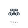 Visitors icon. Thin linear visitors outline icon isolated on white background from hockey collection. Line vector visitors sign,