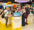 Visitors at the LEGO Minifigure Factory at newly opened LEGO flagship store on Fifth Avenue in Manhattan