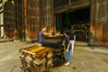 Visitors light candles in the Todaiji temple, in Nara