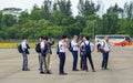 Visitors looking at military aircrafts Royalty Free Stock Photo