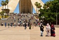 Visitors at Martyrs\' Memorial, Maqam Echahid is a symbol of Algeria\'s independence, concrete monument
