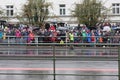 Visitors of military parade are waiting for marching of soldiers