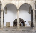 Visitors at Palace of Weathervanes Courtyard, Caceres, Spain Royalty Free Stock Photo