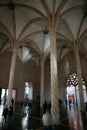 Visitors at Palma de Mallorca historical silk exchange vertical