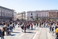 Visitors on Piazza del Duomo in Milan in midday