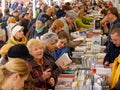 Visitors review books on the Moscow Book Festival