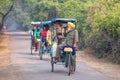 Visitors riding cycle rickshaw in Keoladeo Ghana National Park i