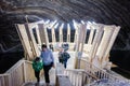 Visitors in the salt mine Turda, Cluj, Romania Royalty Free Stock Photo