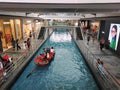 Visitors on a sampan in Singapore