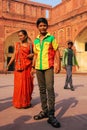 Visitors standing in the courtyard of Jahangiri Mahal in Agra Fort, Uttar Pradesh, India Royalty Free Stock Photo