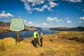 Visitors standing at the Kamloops lake in Canada Royalty Free Stock Photo