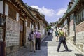 Visitors on streets of Samcheong-dong, South Korea Royalty Free Stock Photo