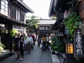 Visitors strolling in Takayama old downtown