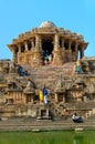 Visitors at Sun Temple, Modhera Gujarat. Royalty Free Stock Photo