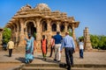 Visitors at Sun Temple, Modhera Gujarat. Royalty Free Stock Photo