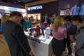 Visitors taste the coffee from the Nespresso