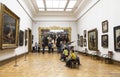 Visitors to the hall of the famous Russian artist Repin in the Tretyakov Gallery, Moscow