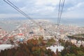 The ropeway hakodate in winter is a distinctive and beautiful view of the hakodate city.