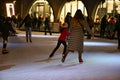 Local Kyivans and tourists visit the public space of the Roshen Chocolate Factory decorated with Christmas lights in Kyiv, Ukraine