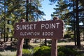 Sunset Point Sign Bryce Canyon Utah Royalty Free Stock Photo