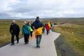 Visitors on trail to viewing areas at Gullfoss Falls on Iceland's Golden Circle.