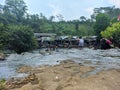 visitors vacation at the waterfall of Sumber Maron tourist spot