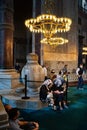 Visitors view the interior of the Hagia Sophia Ayasofya in Istanbul. Landmarks of Turkey. Turkey. Istanbul. September 25, 2021 Royalty Free Stock Photo