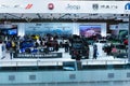 Visitors view the presented cars the 2020 Canadian International Auto Show