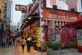 Visitors visit the famous souvenir street in Macau