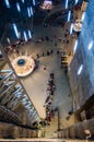 Visitors waiting elevator in the salt mine Turda, Cluj, Romania