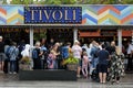 VISITORS WAITING OUTSIDE TIVOLI IN COPENHAGEN DENMARK