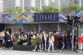 VISITORS WAITING OUTSIDE TIVOLI IN COPENHAGEN DENMARK