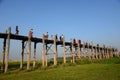 Visitors walk along U Bein Bridge