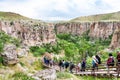 Visitors walk to Ihlara Valley in Cappadocia Royalty Free Stock Photo