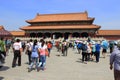 Visitors within the walls of the Forbidden Palace, Beijing, Chin