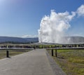 Old faithful erupting Yellowstone National park Royalty Free Stock Photo