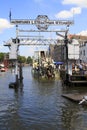 Visitors on Wolwevershaven harbor in Dordrecht. Royalty Free Stock Photo