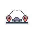 Color illustration icon for Visits, location and moved