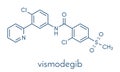 Vismodegib cancer drug molecule. Used in treatment of basal cell carcinoma. Skeletal formula.