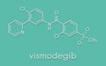 Vismodegib cancer drug molecule. Used in treatment of basal cell carcinoma. Skeletal formula.